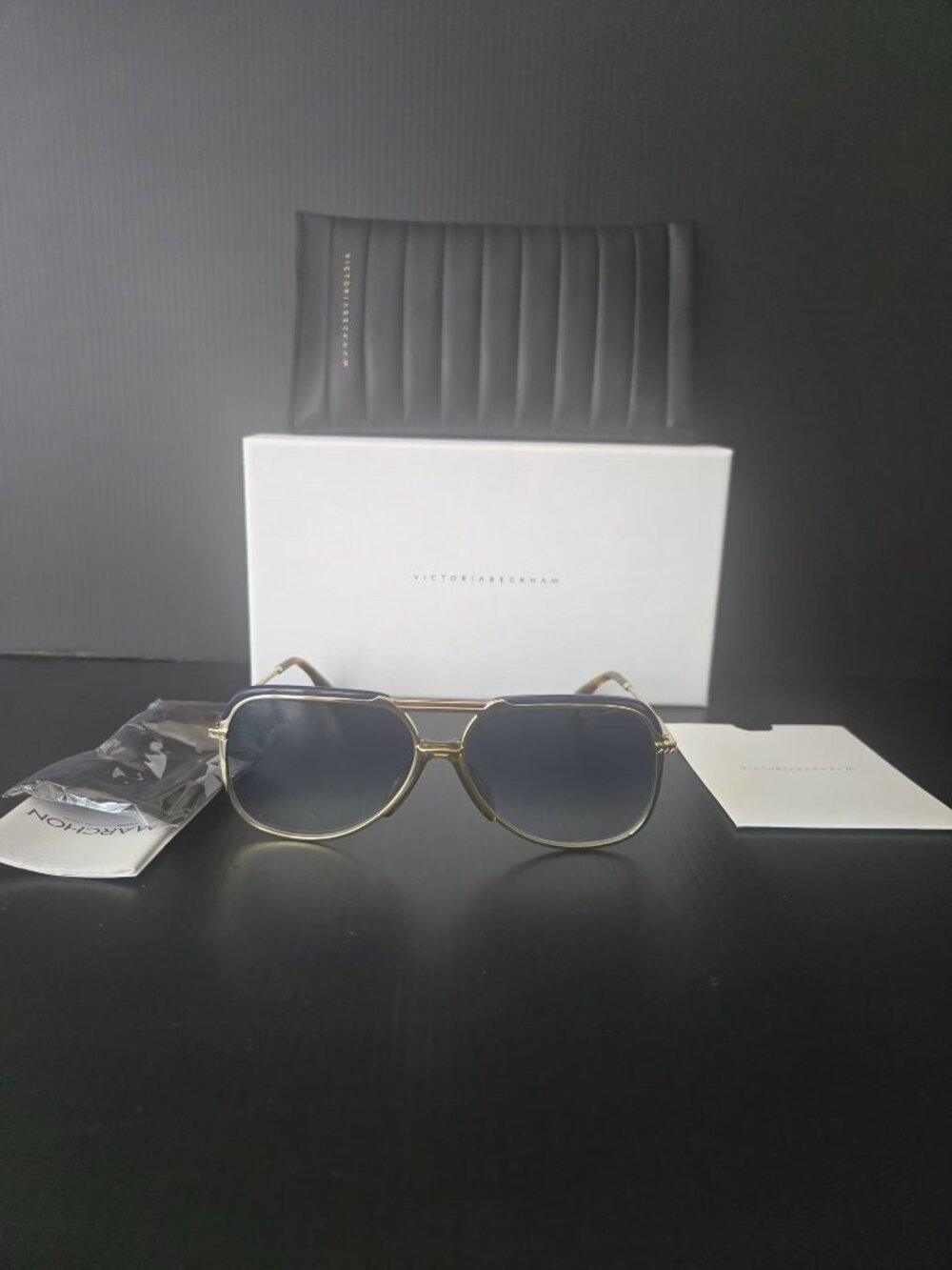 Victoria Beckham sunglasses VB205s gold blue Authentic
